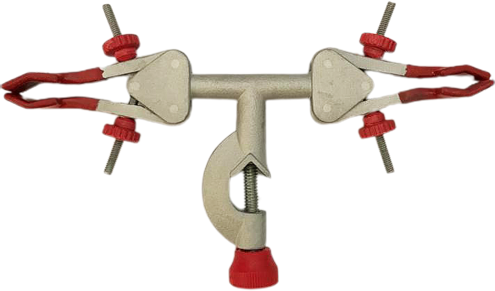 Pinça em Alumínio Dupla para Bureta Garras c/ Mufa